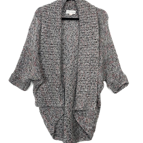 Knox Rose Gray Multicolored Longline Open Cardigan - Picture 2 of 5